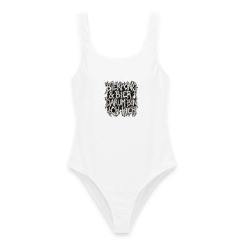 Bier Pong Heavy Metal - Frauen Badeanzug - Weiß - Vorne - AI Model Female 172 dark (172cm)