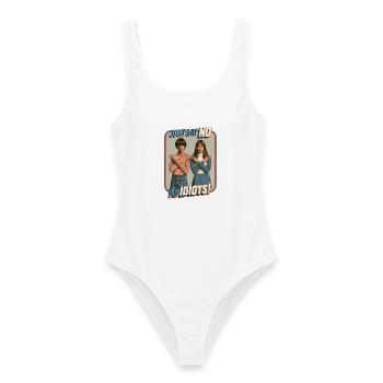 Nein zu Idioten Retro - Frauen Badeanzug - Weiß - Vorne - AI Model Female 172 dark (172cm)