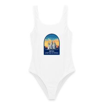 Mesa Arizona USA Tempel Reiseabzeichen Sonnenuntergang - Frauen Badeanzug - Weiß - Vorne - AI Model Female 172 dark (172cm)