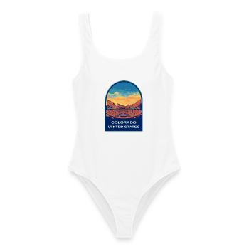 Colorado USA Red Rocks Amphitheater Reiseabzeichen - Frauen Badeanzug - Weiß - Vorne - AI Model Female 172 dark (172cm)
