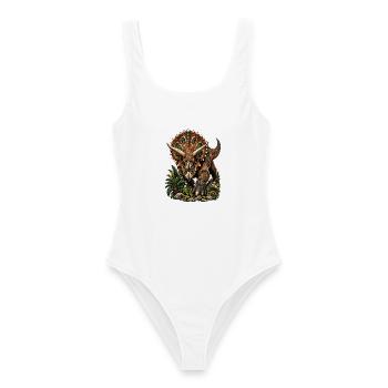 Farbenfroher Triceratops mit Muster - Frauen Badeanzug - Weiß - Vorne - AI Model Female 172 dark (172cm)