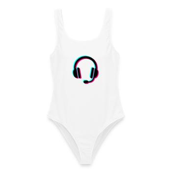 Gamer Headset Glitch Icon - Frauen Badeanzug - Weiß - Vorne - AI Model Female 172 dark (172cm)