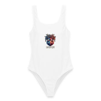 Poly Art Servus Bier Wildschwein - Frauen Badeanzug - Weiß - Vorne - AI Model Female 172 dark (172cm)