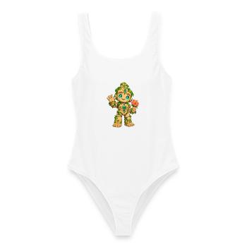 Dschungel-Golem Hibiskus - Frauen Badeanzug - Weiß - Vorne - AI Model Female 172 dark (172cm)