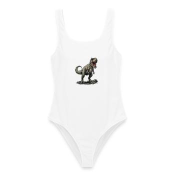 Tyrannosaurus Rex T-Rex Dinosaurier Urzeit Motiv - Frauen Badeanzug - Weiß - Vorne - AI Model Female 172 dark (172cm)