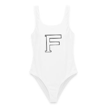 Buchstabe F handgezeichnet - Frauen Badeanzug - Weiß - Vorne - AI Model Female 172 dark (172cm)