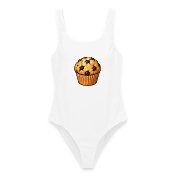 Blaubeermuffin Kunstdruck - Frauen Badeanzug - Weiß - Vorne - AI Model Female 172 dark (172cm)