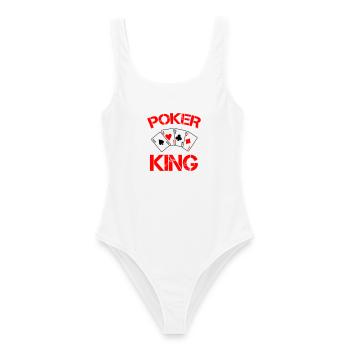Poker König: Roter Kartenstil - Frauen Badeanzug - Weiß - Vorne - AI Model Female 172 dark (172cm)