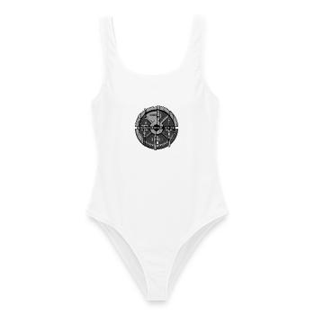 Barcode Plate - Frauen Badeanzug - Weiß - Vorne - AI Model Female 172 dark (172cm)