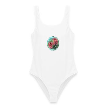 Röntgen Wassermelone - Frauen Badeanzug - Weiß - Vorne - AI Model Female 172 dark (172cm)