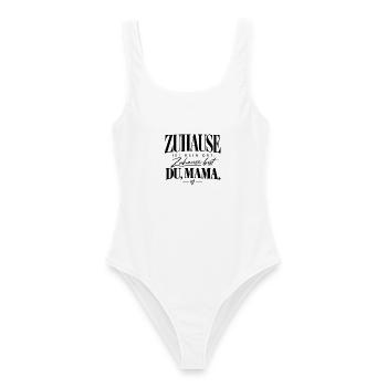 Mama – Zuhause ist eine Person Geschenk Mama - Frauen Badeanzug - Weiß - Vorne - AI Model Female 172 dark (172cm)