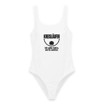Kreisläufer Handball Shirt – Wo es wehtut - Frauen Badeanzug - Weiß - Vorne - AI Model Female 172 dark (172cm)
