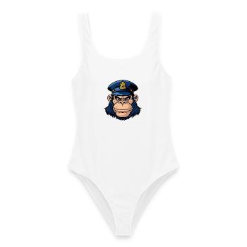 Affen Polizei - Frauen Badeanzug - Weiß - Vorne - AI Model Female 172 dark (172cm)