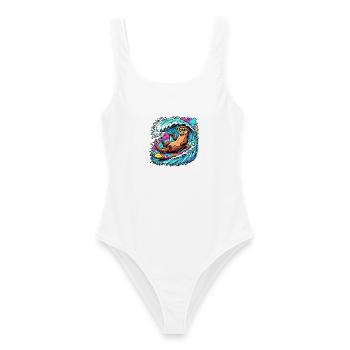 Relaxed Surfer Otter - Frauen Badeanzug - Weiß - Vorne - AI Model Female 172 dark (172cm)