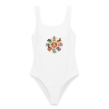 Dackel Yoga Mandala Niedlicher Hund Entspannung - Frauen Badeanzug - Weiß - Vorne - AI Model Female 172 dark (172cm)