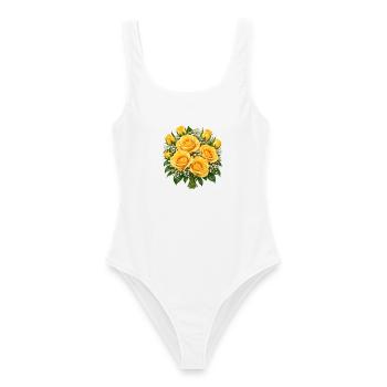 Golden Rose Bouquet Glow - Frauen Badeanzug - Weiß - Vorne - AI Model Female 172 dark (172cm)