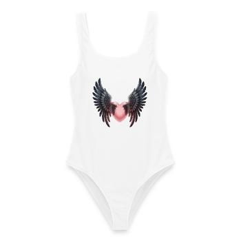 T-shirt Love Angel Wings – Cœur avec ailes - Maillot de bain femme - blanc - Devant - AI Model Female 172 dark (172cm)