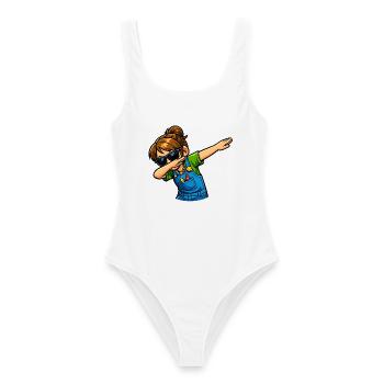 Dabbing Kindergärtnerin - Frauen Badeanzug - Weiß - Vorne - AI Model Female 172 dark (172cm)