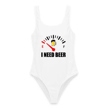 I need beer - Frauen Badeanzug - Weiß - Vorne - AI Model Female 172 dark (172cm)