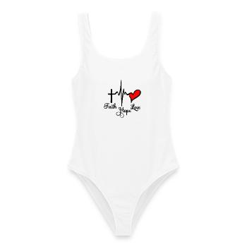 Croyez l’espoir et l’amour avec cardio cross et cœur et - Maillot de bain femme - blanc - Devant - AI Model Female 172 dark (172cm)