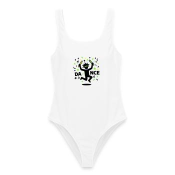 Fête techno rave des années 90 avec des bonhommes bâtons dansants - Maillot de bain femme - blanc - Devant - AI Model Female 172 dark (172cm)