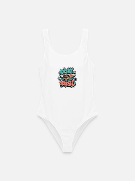 Chill Mal Cooles Faultier Graffiti Design - Frauen Badeanzug - Weiß