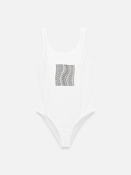 Gute Vibes Nur Schriftzug Retro - Frauen Badeanzug - Weiß