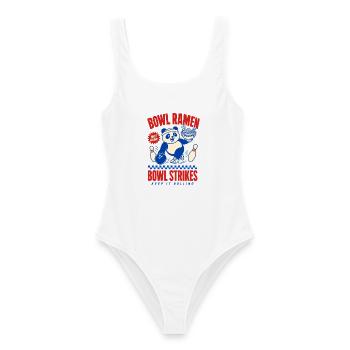 Bowl Ramen – Panda beim Bowling mit Nudelsuppe - Frauen Badeanzug - Weiß - Vorne - AI Model Female 172 dark (172cm)