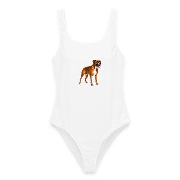 Happy Boxer Profil - Frauen Badeanzug - Weiß - Vorne - AI Model Female 172 dark (172cm)