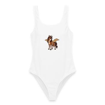 Grumpy Unicorn trägt Papp-Pegasus-Flügel - Frauen Badeanzug - Weiß - Vorne - AI Model Female 172 dark (172cm)