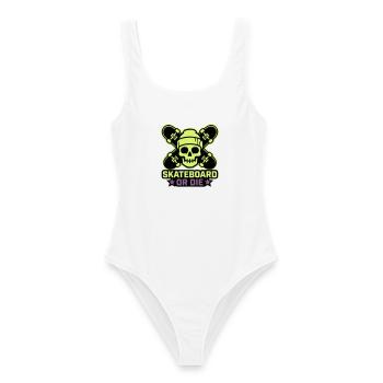Skateboard Totenkopf Wappen - Frauen Badeanzug - Weiß - Vorne - AI Model Female 172 dark (172cm)