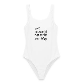 Festival Spruch - Frauen Badeanzug - Weiß - Vorne - AI Model Female 172 dark (172cm)