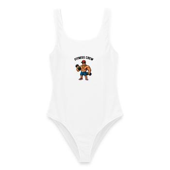 Kraftheld Cartoon Gym Bodybuilder - Frauen Badeanzug - Weiß - Vorne - AI Model Female 172 dark (172cm)