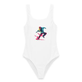 B-Boy Cartoon Stil - Frauen Badeanzug - Weiß - Vorne - AI Model Female 172 dark (172cm)