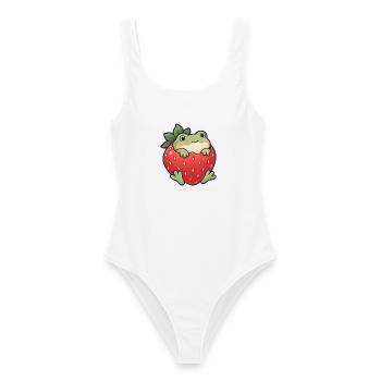 ErdbeerFrosch Charm - Frauen Badeanzug - Weiß - Vorne - AI Model Female 172 dark (172cm)
