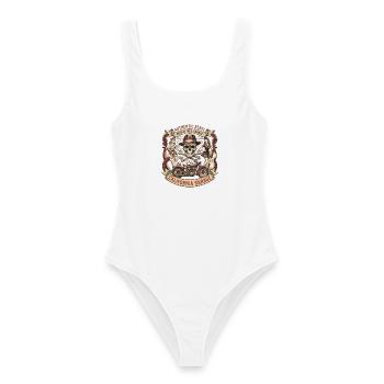 California Rebel Skull Garage - Frauen Badeanzug - Weiß - Vorne - AI Model Female 172 dark (172cm)