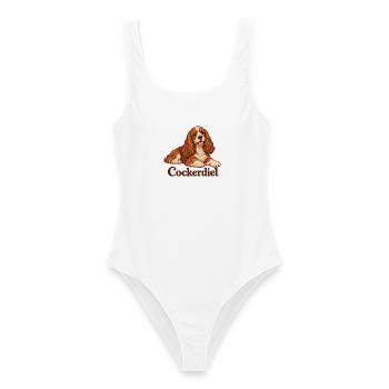 Cocker Spaniel Kuschelportrait - Frauen Badeanzug - Weiß - Vorne - AI Model Female 172 dark (172cm)