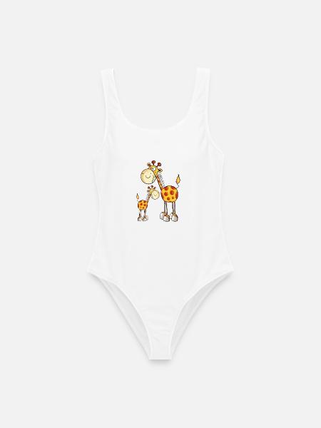 Giraffen Familie - Giraffe - Baby - Comic - Frauen Badeanzug - Weiß