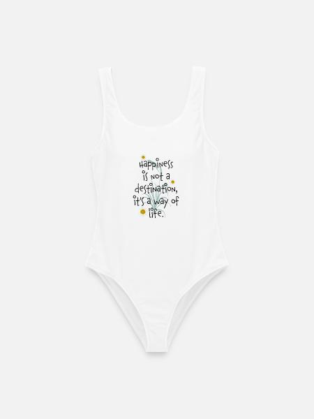 happy - Frauen Badeanzug - Weiß