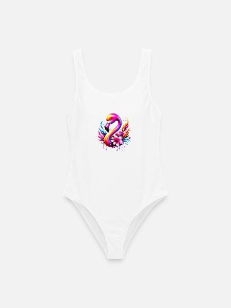 Flamingo - Frauen Badeanzug - Weiß