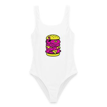 Monster Burger dans le style Pop Art - Maillot de bain femme - blanc - Devant - AI Model Female 172 dark (172cm)