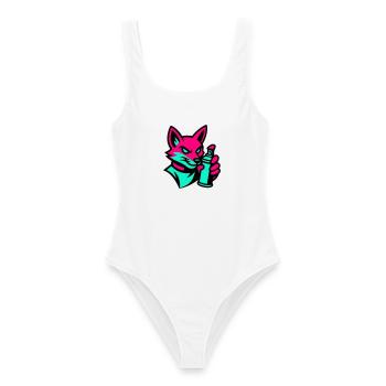 Graffiti Renard - Maillot de bain femme - blanc - Devant - AI Model Female 172 dark (172cm)