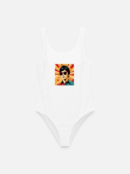 Retro Girl Pop Art – Stil Vintage Cool - Frauen Badeanzug - Weiß