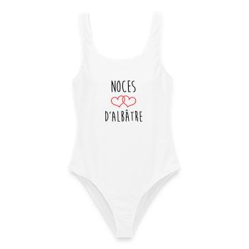 noces d'Albâtre 75 ans de mariage - Maillot de bain femme - blanc - Devant - AI Model Female 172 dark (172cm)