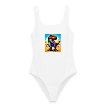 Dinosaurier - Frauen Badeanzug - Weiß - Vorne - AI Model Female 172 dark (172cm)
