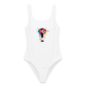 Blasrohrschütze Splash Blasrohrsport Zielscheibe - Frauen Badeanzug - Weiß - Vorne - AI Model Female 172 dark (172cm)