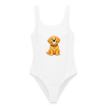 Funny Smile Golden Retriever – Number One - Frauen Badeanzug - Weiß - Vorne - AI Model Female 172 dark (172cm)