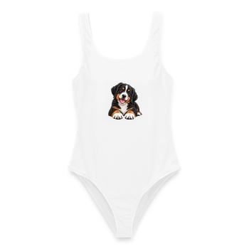 Berner Sennenhund Welpe - Frauen Badeanzug - Weiß - Vorne - AI Model Female 172 dark (172cm)