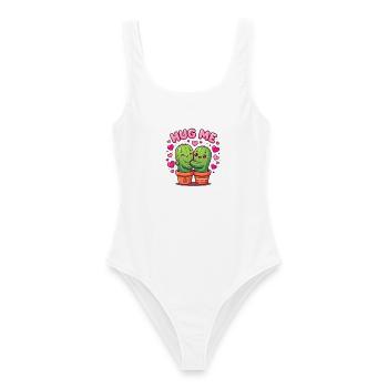 Hug Me – Kawaii Kaktus Paar | Cute Love | Umarmung - Frauen Badeanzug - Weiß - Vorne - AI Model Female 172 dark (172cm)