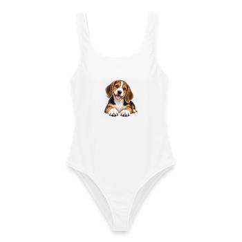 Beagle-Welpe Tierliebhaber - Frauen Badeanzug - Weiß - Vorne - AI Model Female 172 dark (172cm)